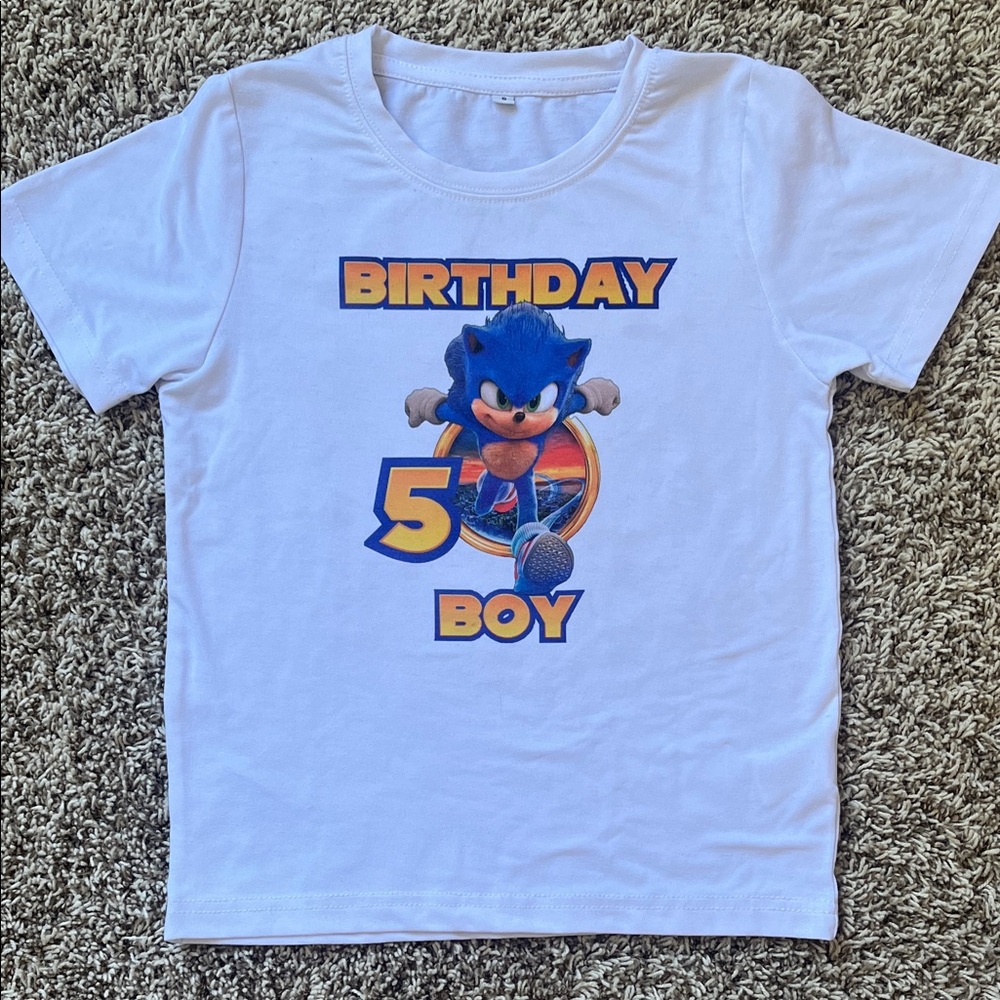 Birthday Boy Sonic Tee - 5th Birthday - Small